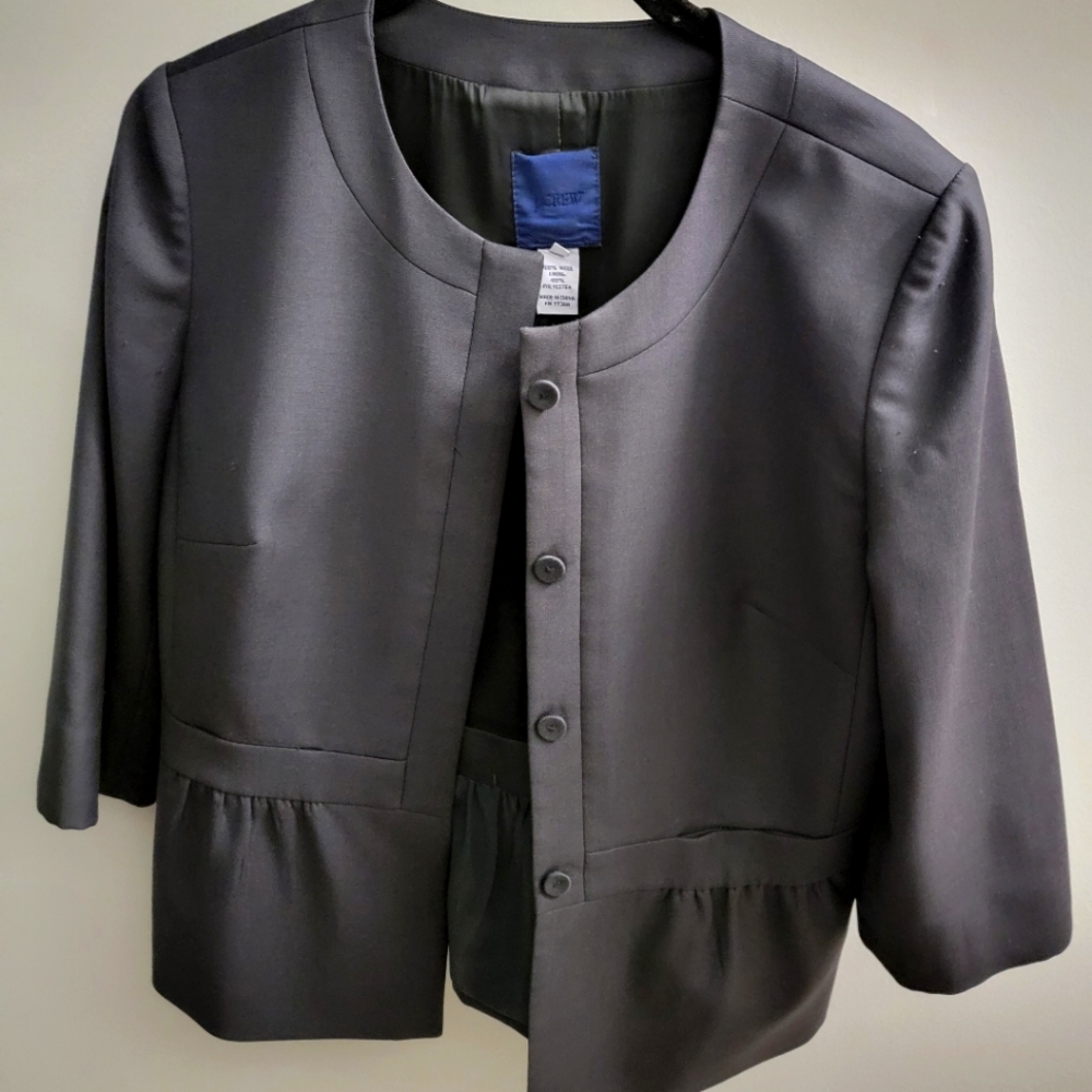 J. Crew 3/4 Sleeve Business Jacket, Dark Gray Size 2